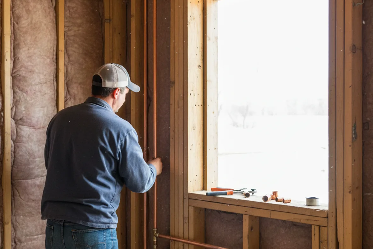 Licensed plumber running new copper supply lines in a Clint home