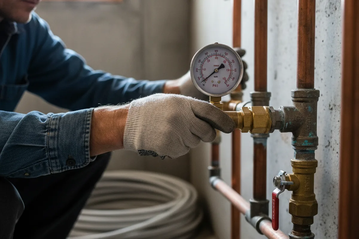 Pressure testing a repaired line during Water Line Repair in Clint